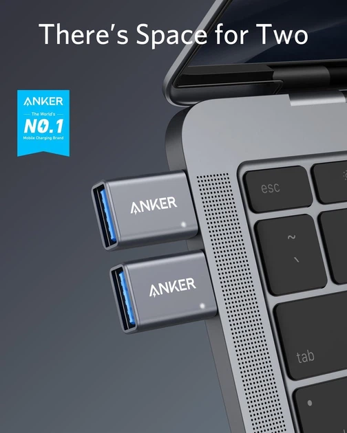 Адаптер-перехідник Anker Type-C to USB 3.0, 5Gbps, Gray - Фото 3 Адаптер-перехідник Anker Type-C to USB 3.0, 5Gbps, Gray - зображення 3