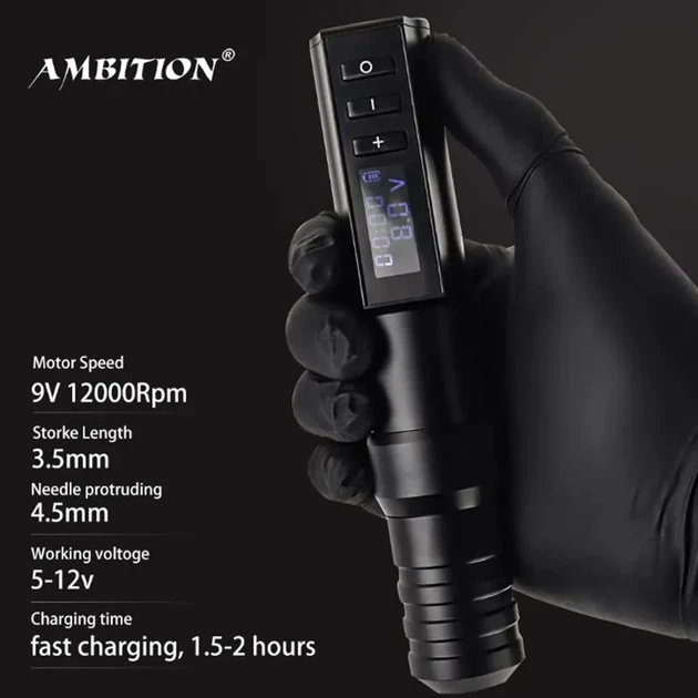 Бездротовий Тату набір Ambition Hunter з фарбою з розхідниками та кейсом Chayene Mast Ambition - зображення 8
