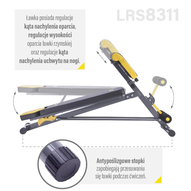 Ławka do ćwiczeń HMS z ławeczką rzymską LSR8311 (5907695596557) - obraz 10