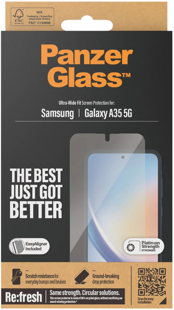 Szkło hartowane PanzerGlass Screen Protector Ultra-Wide Fit do Samsung Galaxy A35 5G (5711724073571) - obraz 4