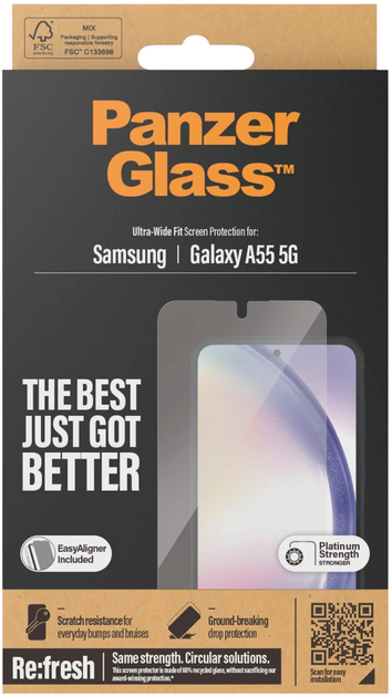 Szkło hartowane PanzerGlass Screen Protector Ultra-Wide Fit do Samsung Galaxy A55 5G (5711724073588) - obraz 4