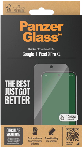 Szkło hartowane PanzerGlass Screen Protector Ultra-Wide Fit do Google Pixel 9 Pro XL (5715685000546) - obraz 4