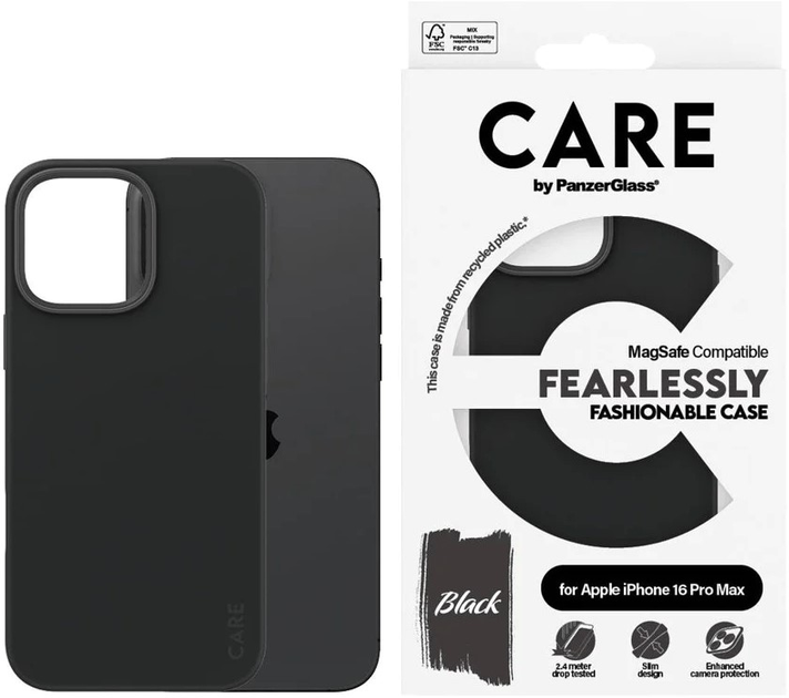 Панель CARE by PanzerGlass Fashionable Case with MagSafe для Apple iPhone 16 Pro Max Black (5715685004452) - зображення 3