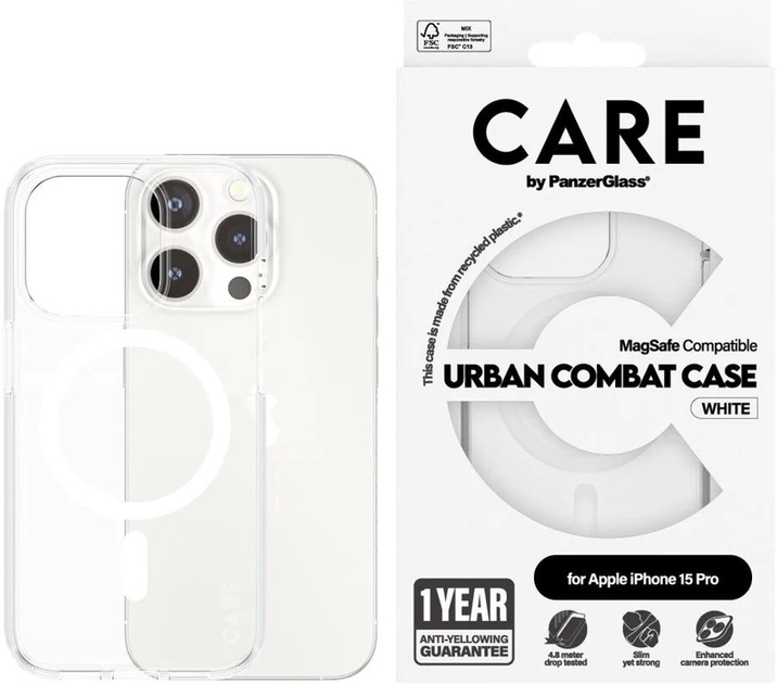 Etui CARE by PanzerGlass Flagship Case Urban Combat with MagSafe do Apple iPhone 15 Pro Transparent (5715685005534) - obraz 3