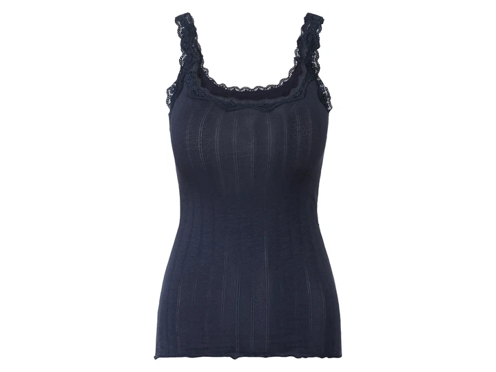 Майка натільна з мереживом для жінки Esmara LYCRA® 435700 XL темно-синій - Фото 1 Майка натільна з мереживом для жінки Esmara LYCRA® 435700 XL темно-синій - зображення 1