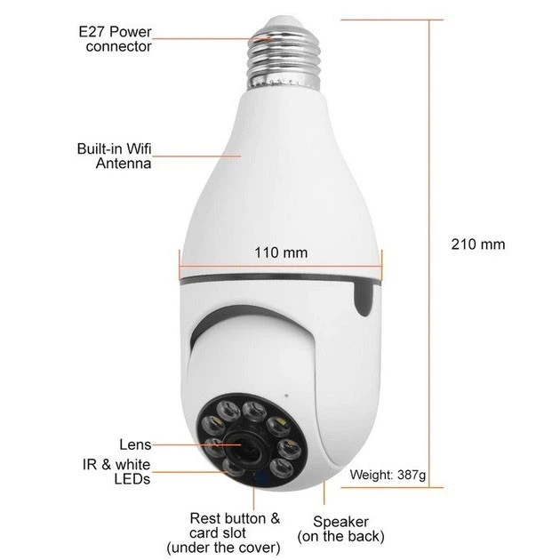 Камера видеонаблюдения лампочка cam l1 e27 wifi ip 360/90 поворотная - изображение 6