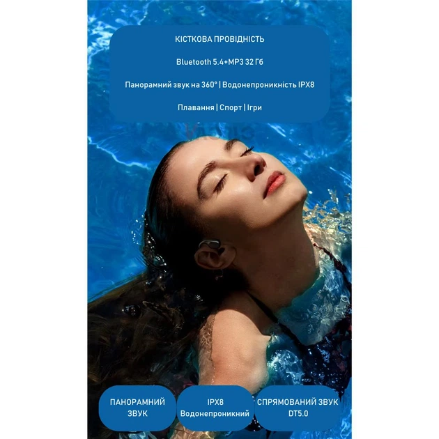 Беспроводные стерео наушники с Bluetooth 5.4 VAORLO S10 водонепроницаемая спортивная гарнитура с индикатором заряда и костной проводимостью, белый (102164690) - изображение 3