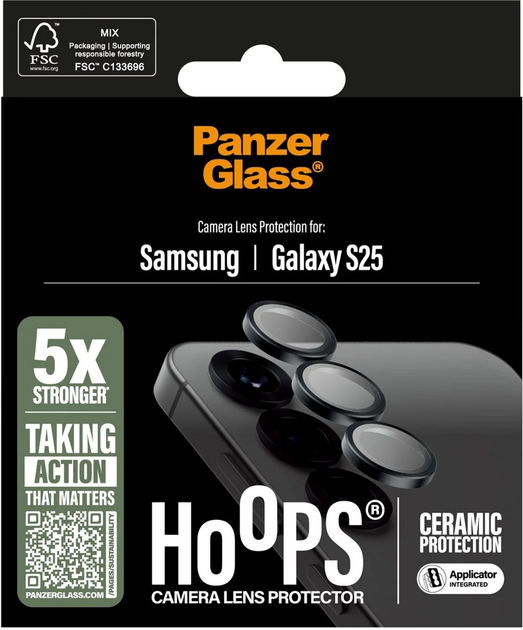 Szkło hartowane Panzer Glass Hoops Camera Lens Protector do Samsung Galaxy S25 Black (5715685017100) - obraz 4