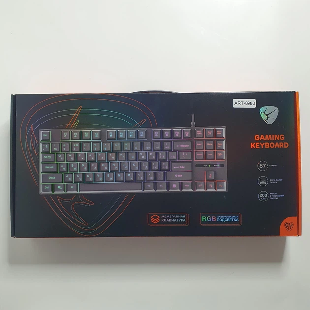 Игровая клавиатура из 87 клавиш с RGB подсветкой, 8 режимов подсветки Черная TLK-87-Black - изображение 12