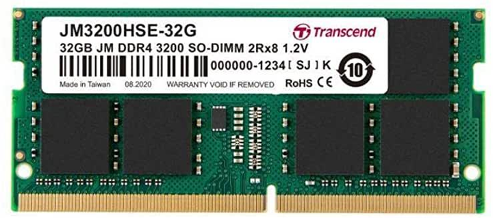 Оперативна пам'ять SO-DIMM 32GB Transcend DDR4 3200 MHz (JM3200HSE