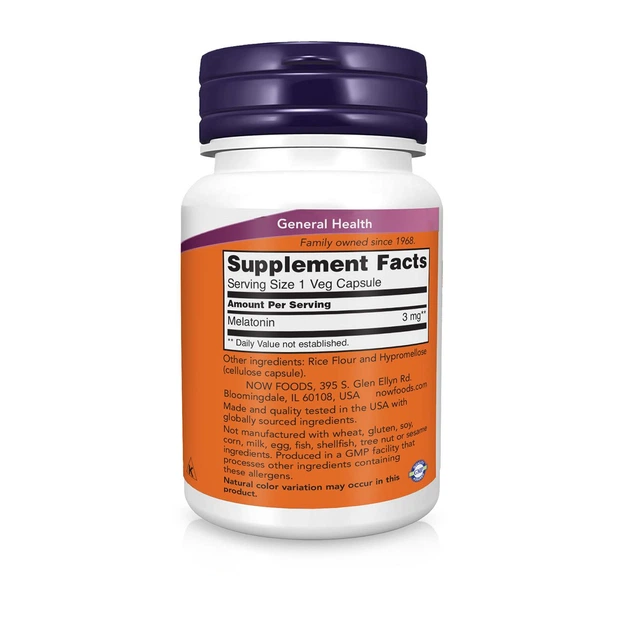 Мелатонін Melatonin 3 мг Now Foods здоровий сон 30 капсул - зображення 2