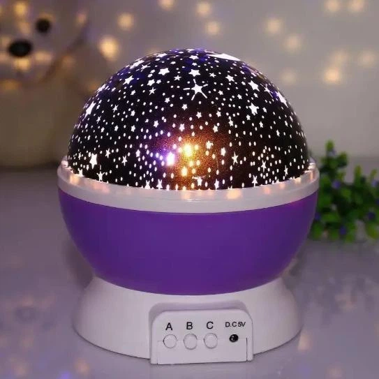 Нічник-проектор зіркове небо Star Master Dream QDP01 фіолетовий, зірки, що обертаються, світлодіодний, робота від мережі, на батарейках - зображення 2
