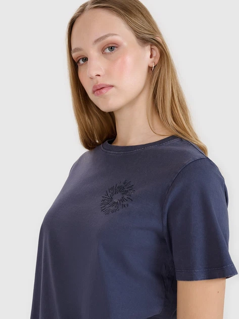 Футболка бавовняна жіноча 4F 4FWSS25TTSHF1988-22S L Синя (5905700407331) - зображення 5