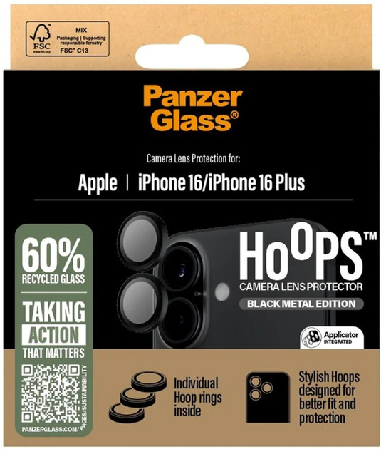 Szkło hartowane Panzer Glass Hoops Camera Lens Protector do iPhone 16 / 16 Plus Black (5715685003004) - obraz 4