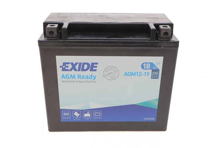 Акумуляторна батарея 18Ah/270A 175x90x155/+R/B0 AGM мото AGM12-19 EXIDE - изображение 3