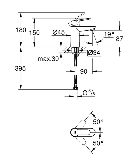 Набір змішувачів GROHE BauEdge 123218K1 + кухонний змішувач (23330000 + 23605000 + 26748003 + 31233001) - зображення 10