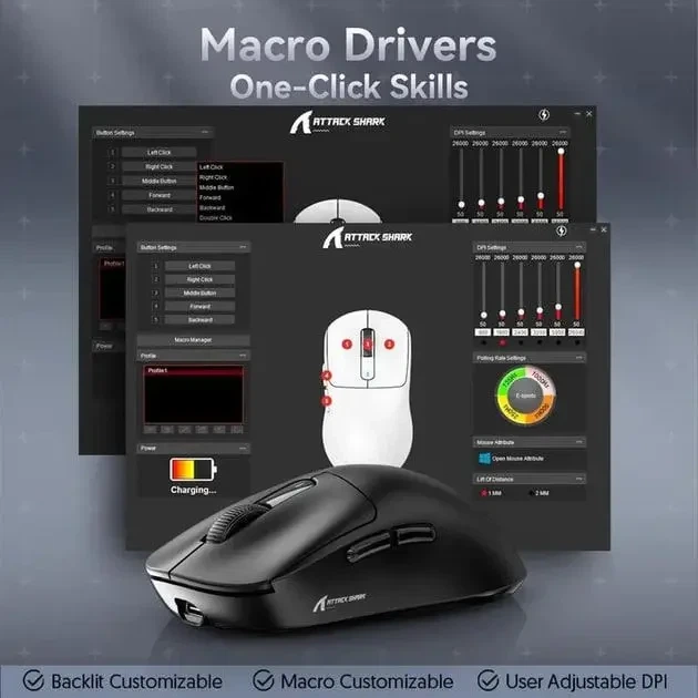 Беспроводная мышь ATTACK SHARK X3 | Сенсор PAW3395 | 65 часов аккумулятора. - изображение 3