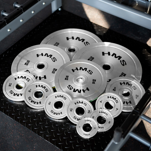 Zestaw talerzy olimpijskich stalowych kalibrowanych HMS TOS 2 x 0.25 - 25 kg o łącznej wadze 168 kg (5908261683251). - obraz 6