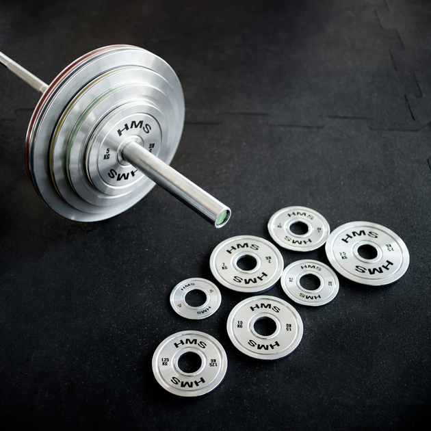 Zestaw talerzy olimpijskich stalowych kalibrowanych HMS TOS 2 x 0.25 - 25 kg o łącznej wadze 168 kg (5908261683251). - obraz 8
