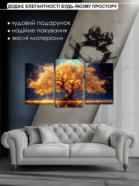 Модульная картина MAKO "Золотое дерево жизни" 53x100 см MK30538 - Фото 6 Модульная картина MAKO "Золотое дерево жизни" 53x100 см MK30538 - изображение 6