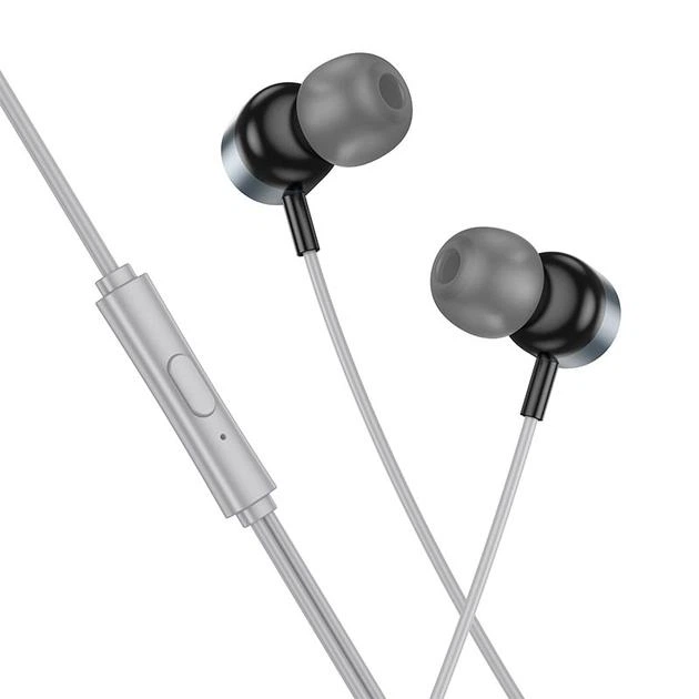 Дротові наушники HOCO M122 Power metal universal earphones with microphone, 3.5mm, 1.2m, metal-grey - изображение 2