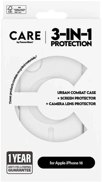 Комплект панель + скло CARE by PanzerGlass для iPhone 16 Transparent (5715685004797) - зображення 7