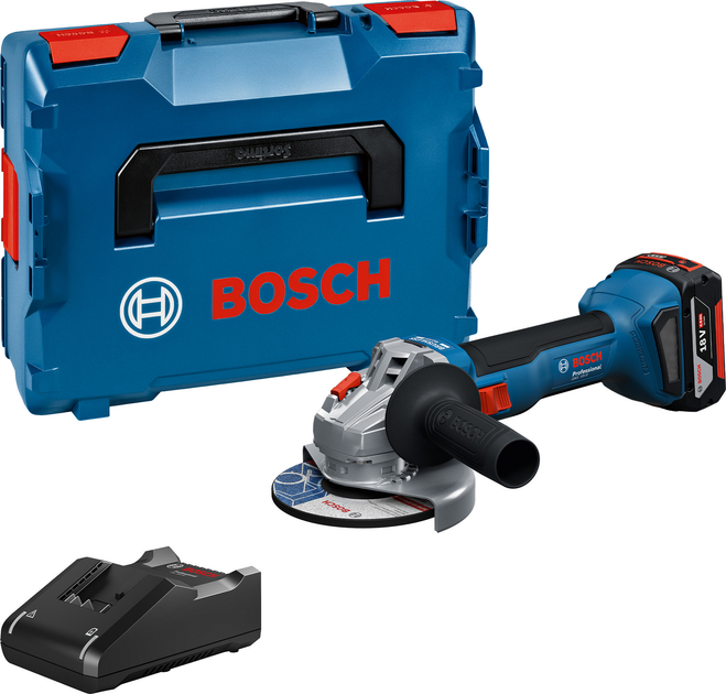 Акумуляторна бещіткова кутова шліфмашина Bosch GWS 18V-8 + 1 акумулятор GBA 18 В 4 Аг + професійний швидкозарядний пристрій GAL 18V-40 + кейс (06019N9021) - зображення 6