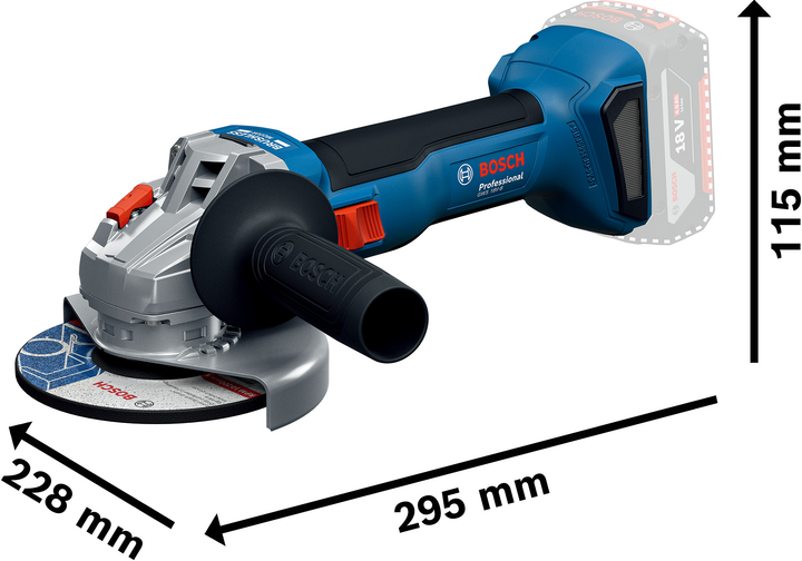 Акумуляторна бещіткова кутова шліфмашина Bosch GWS 18V-8 + 1 акумулятор GBA 18 В 4 Аг + професійний швидкозарядний пристрій GAL 18V-40 + кейс (06019N9021) - зображення 7