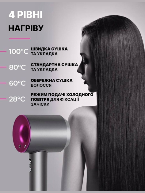 Фен стайлер для укладки волос 5 в 1 Super Hair Dryer PRO 1600 Вт с ионизацией 5 магнитных насадок - изображение 9