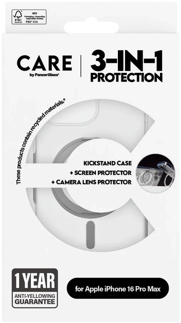 Zestaw panel + szkło CARE by PanzerGlass Feature 3-in-1 Ceramic Bundle dla iPhone 16 Pro Max Transparent (5715685004780) - obraz 6