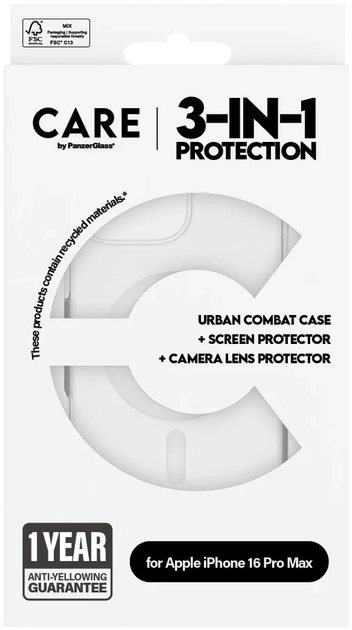 Zestaw panel + szkło CARE by PanzerGlass Flagship 3-in-1 dla iPhone 16 Pro Max Transparent (5715685004827) - obraz 6
