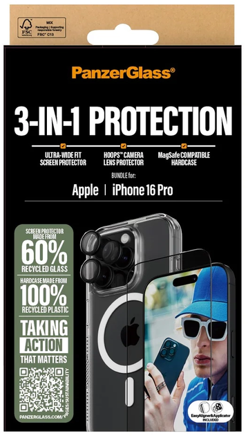 Комплект панель + скло CARE by PanzerGlass 3-in-1 Protection для iPhone 16 Pro Transparent (5715685003394) - зображення 3