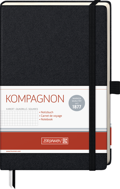 Блокнот А5 Kompagnon черный в клетку 96 листов 12,5 х 19,5 см Brunnen 105522805 - Фото 6 Блокнот А5 Kompagnon черный в клетку 96 листов 12,5 х 19,5 см Brunnen 105522805 - изображение 6