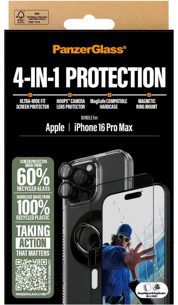 Zestaw panel + szkło CARE by PanzerGlass 4-in-1 Protection dla iPhone 16 Pro Max Transparent (5715685003523) - obraz 6