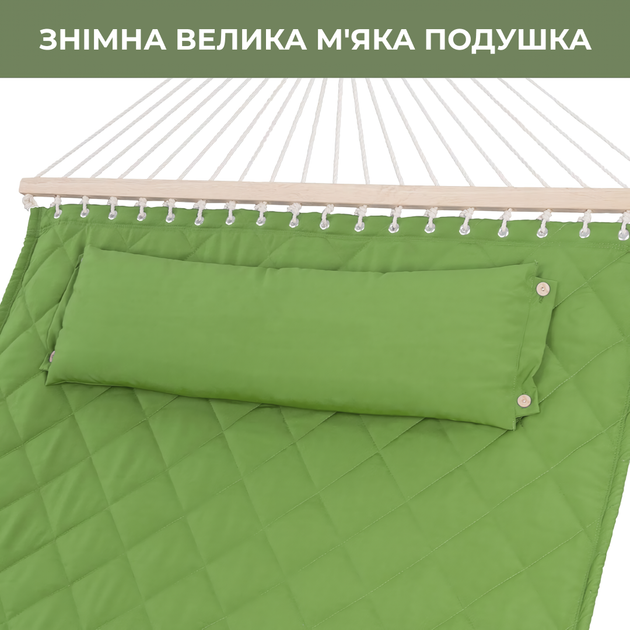 Двухместный гамак SOFT зеленый XXL 200x140 с планками WCG - изображение 9