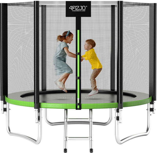 Батут із зовнішньою сіткою 4FIZJO Classic 8FT 252 см Black/Green (P-5907739314123) - зображення 1