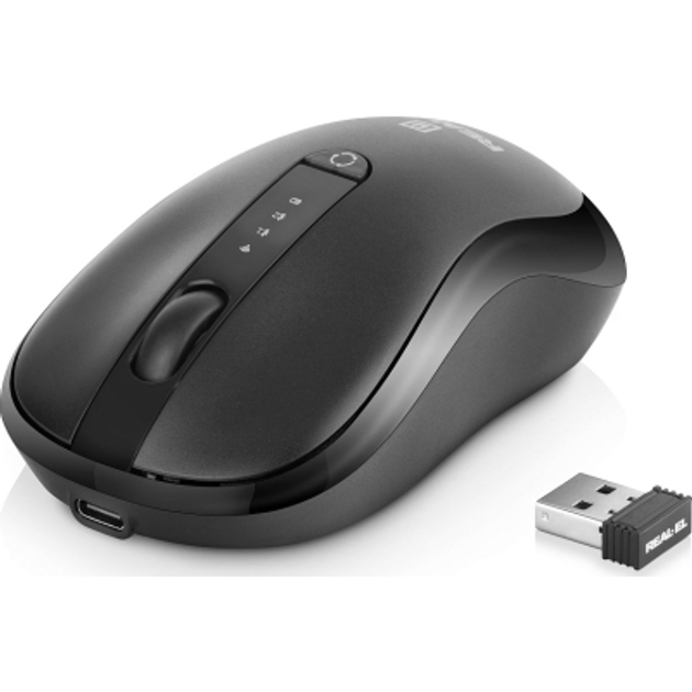 Мишка REAL-EL RM-450W Wireless/Bluetooth Black/Gray (EL123200046) - изображение 1