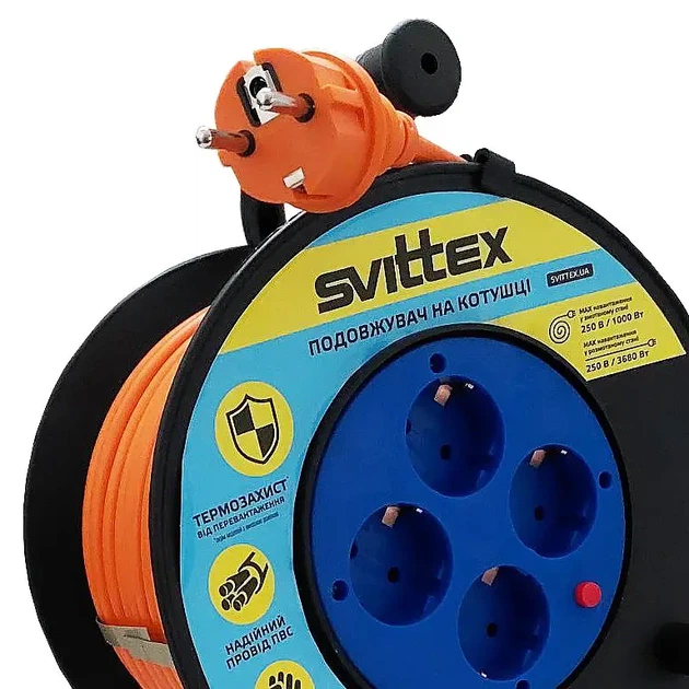 Удлинитель SVITTEX на катушке 50м с сечением провода 3х1,5 мм² и термозащитой - изображение 3