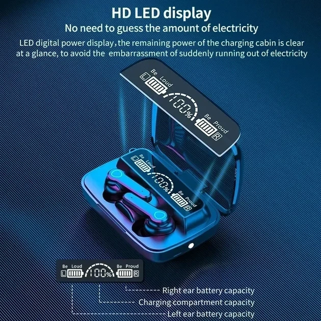 Бездротова bluetooth-гарнітура M19 із зарядним відсіком дисплеєм - зображення 6