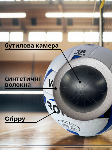 Мяч волейбольный Ronex Orignal Grippy синий/белый - Фото 7 Мяч волейбольный Ronex Orignal Grippy синий/белый - изображение 7