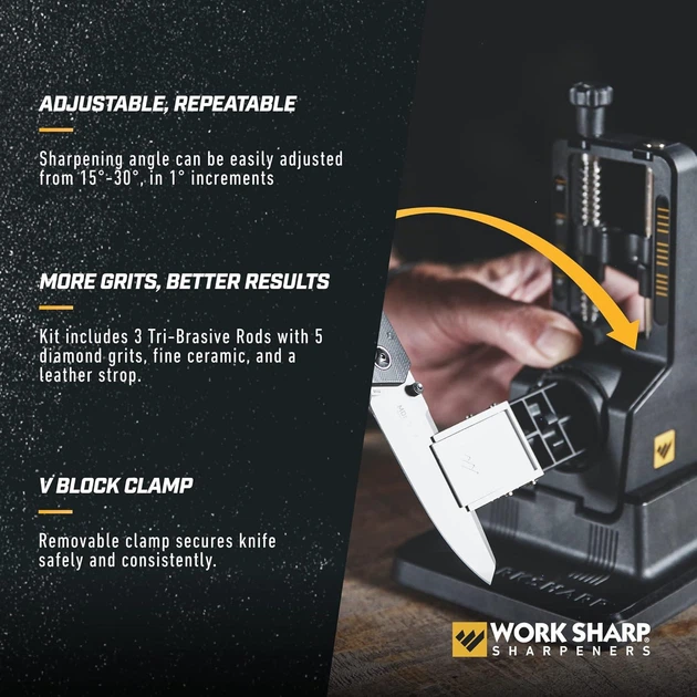 Work Sharp Точилка механічна The Precision Adjust Elite з дадатковими точильними каменями та кейсом, WSBCHPAJ-ELT-ATL - Фото 5 Work Sharp Точилка механічна The Precision Adjust Elite з дадатковими точильними каменями та кейсом, WSBCHPAJ-ELT-ATL - зображення 5