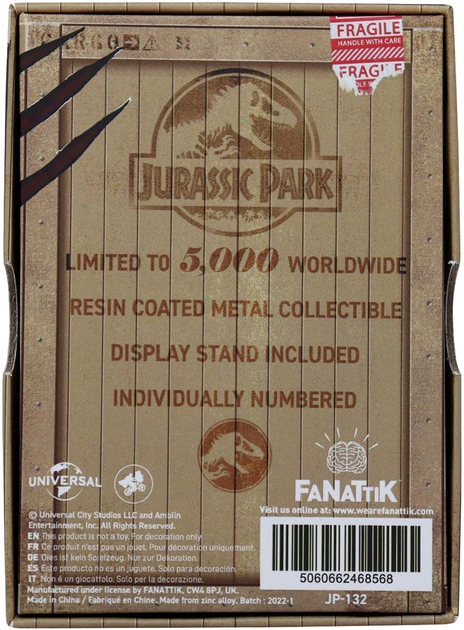 Монета Fanattik Jurassic Park Ingot Mosquito In Amber Limited Edition (5060662468568) - зображення 3