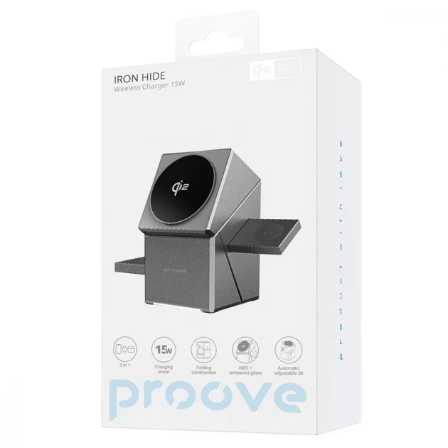 Безпроводная зарядка Proove Iron Hide 3 in 1 Qi2, Gray - изображение 6