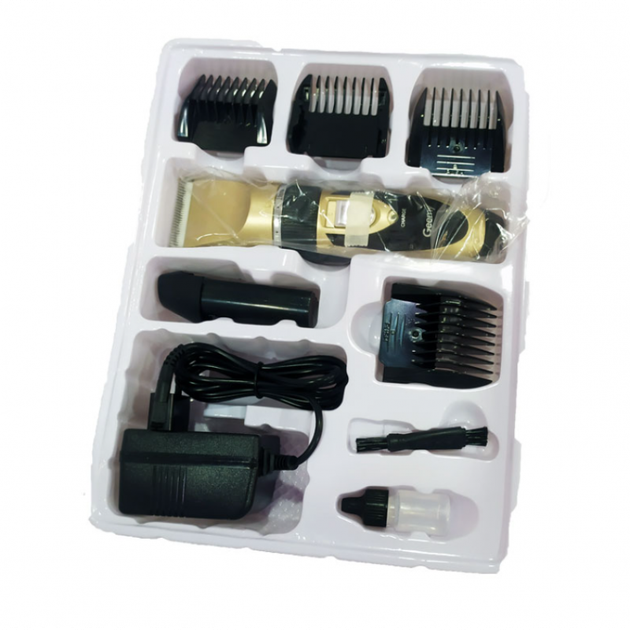 Машинка для стрижки волос Geemy GM-6066 Professional Gold беспроводная аккумуляторная 3 Вт титановый и керамический ножи 4 насадки + запасной аккумулятор (49250) - изображение 4