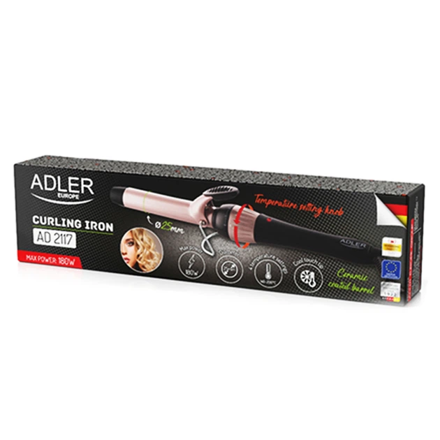 Плойка для завивки волос Adler AD 2117 Curly Professional 180 Вт с зажимом и терморегулятором на 4 режима 25 мм - изображение 8