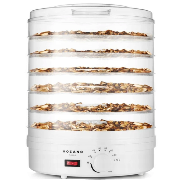 Сушилка электрическая для овощей фруктов грибов и мяса Mozano Food Dehydrator White дегидратор на 500 Вт 6 лотков терморегулятор - изображение 2