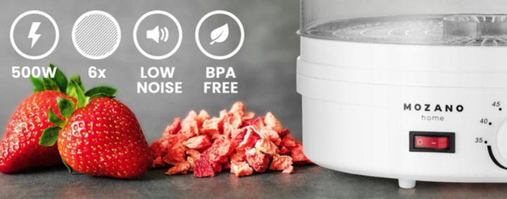 Сушилка электрическая для овощей фруктов грибов и мяса Mozano Food Dehydrator White дегидратор на 500 Вт 6 лотков терморегулятор - изображение 7