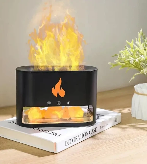Увлажнитель воздуха Docsal Flame 3в1 с ультразвуковым увлажнением и соляными камнями Черный 9034 - изображение 6