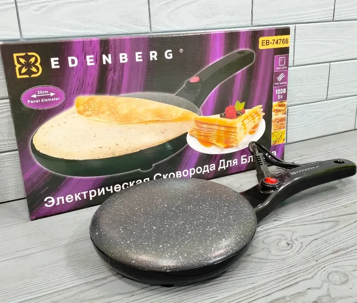 Блинница электрическая Edenberg с антипригарным мраморным покрытием 1000Вт (EB-74766) - изображение 2