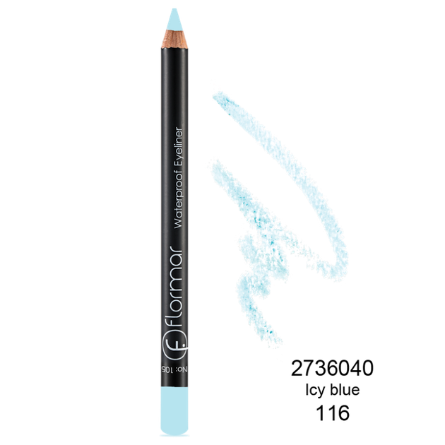 Водостойкий карандаш для глаз Flormar Waterproof Eyeliner № 116 Ice Blue (Голубой) - Фото 6 Водостойкий карандаш для глаз Flormar Waterproof Eyeliner № 116 Ice Blue (Голубой) - изображение 6